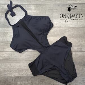 Tempt Me High Neck Mesh Cut Out One Piece Swimsuit Size XL